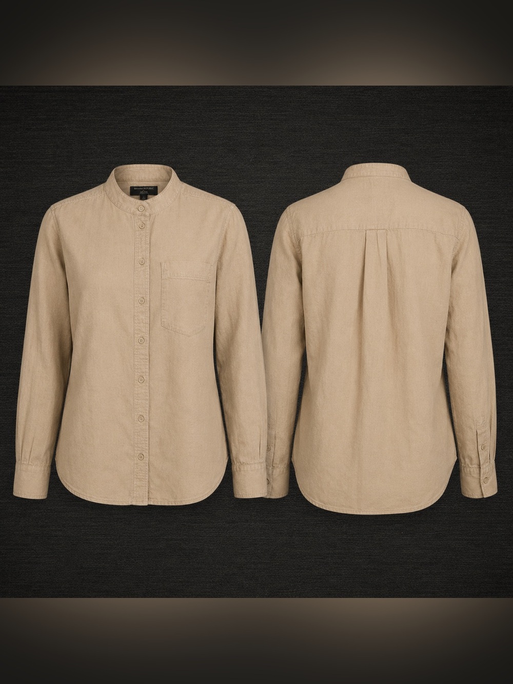 Banana Republic Linen Blend Band Collar Shirt Size S